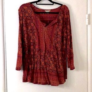 Lucky Brand 3/4 sleeve rust tunic